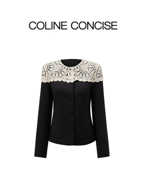 COLINE CONCISE 艺术美学钩花拼接西装外套25FW