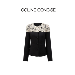 COLINE CONCISE 艺术美学钩花拼接西装外套25FW