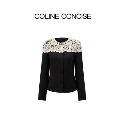 COLINE CONCISE 艺术美学钩花拼接西装外套25FW