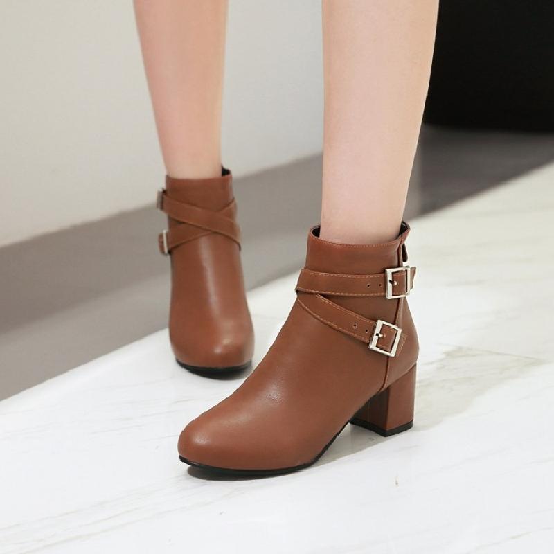 韩版学院秋冬小码高跟鞋大带扣