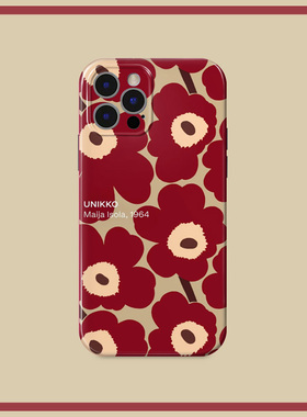 红色花朵适用15苹果16pro Max原创14Plus精孔13艺术12个性11手机壳全包软防摔潮流小众创意ins风女生喜庆甜美