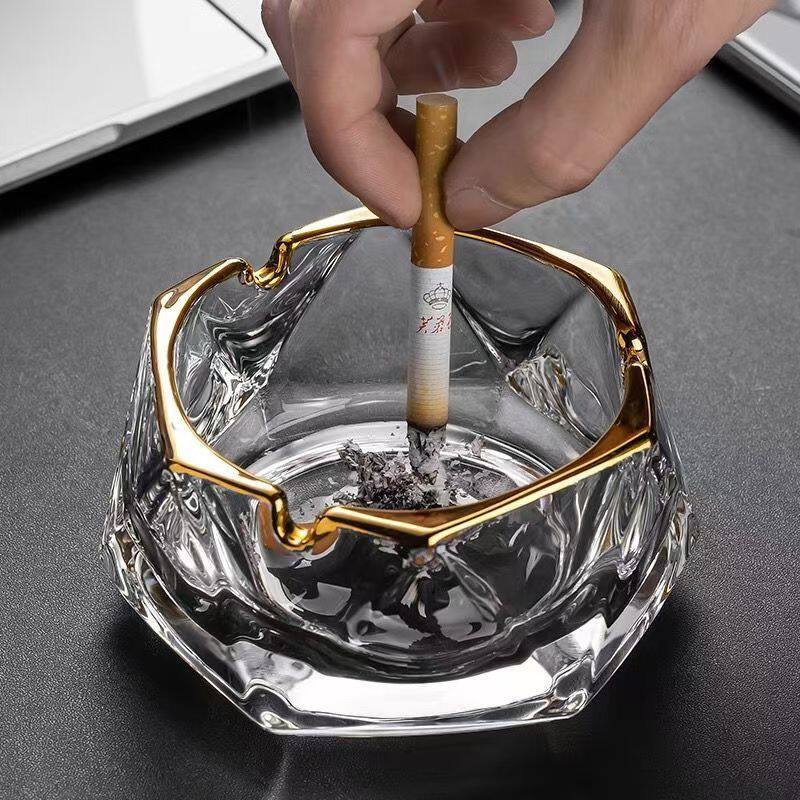 新款水晶玻璃抖音网红烟灰缸ins高颜值客厅茶几办公室酒店烟缸