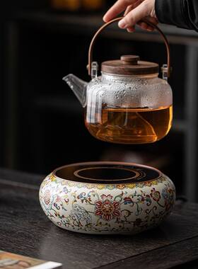 珐琅彩电陶炉家用静音壶煮茶器陶瓷炉茶炉玻璃提壶茶壶电炉全自动