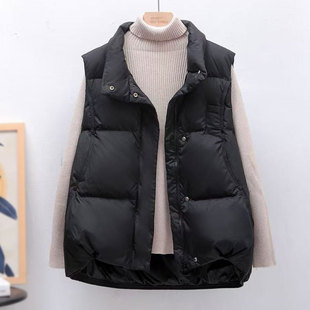 新国标90白鸭绒2025年新款羽绒服女马甲短款冬季轻薄大码背心外穿