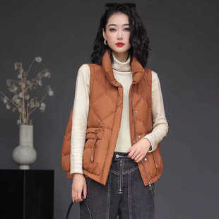 新国标90白鸭绒2025年秋冬小个子轻薄款羽绒服马甲女立领短款马夹