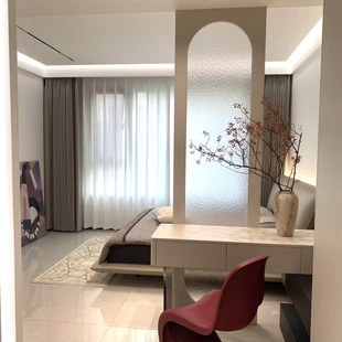 法式奶油风屏风隔断卧室创意原木风主卧卫生间对着遮挡玄关座屏