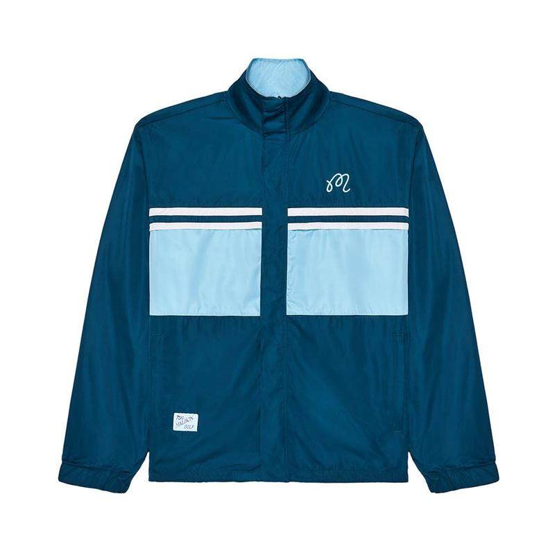 代购MALBON GOLF男士运动夹克防风轻便透气保暖聚酯纤维深蓝色