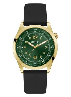 代购GUESS男士腕表计时测速夜光日期绿色硅胶金属壳大表盘商务