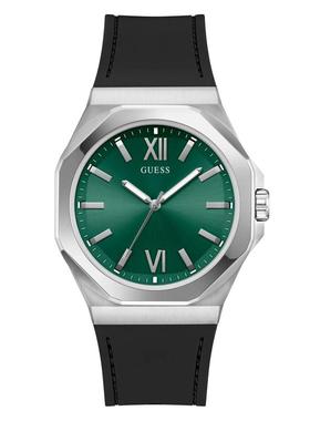 代购GUESS男士腕表计时夜光日期防水绿色金属皮带钢壳商务休闲