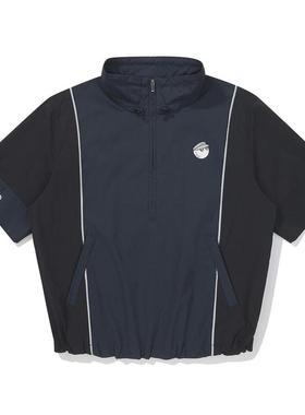 代购MALBON GOLF女士短袖夹克防风速干轻便半拉链设计深蓝色