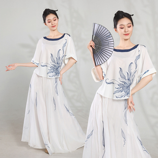 诗意花朵古风舞蹈服无忧花葵青花瓷古典舞蹈服仙气风飘逸风演出服