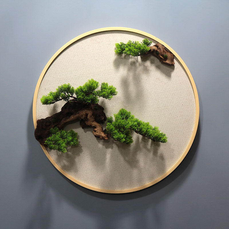 仿真迎客松新中式北欧现代简约客厅玄关沙发背景墙壁挂装饰品挂画