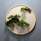 仿真迎客松新中式 北欧现代简约客厅玄关沙发背景墙壁挂装 饰品挂画