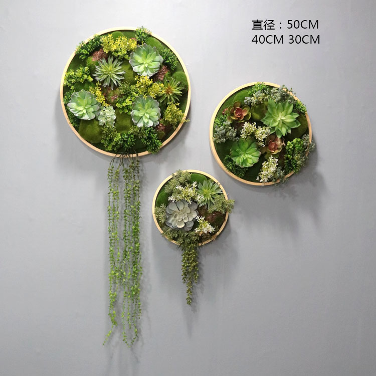 圆形仿真绿植框壁挂花客厅墙壁挂墙植物 创意餐厅墙面墙体装饰植
