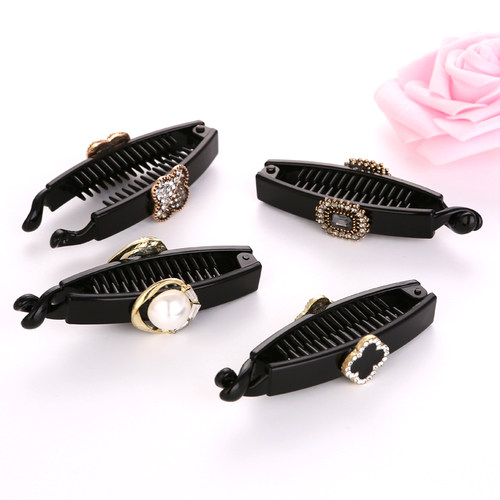 香蕉夹合金简约镶钻马尾夹