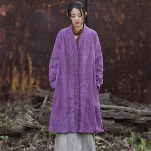 2025秋冬原创棉麻女装中式复古中长款民族风夹棉保暖棉衣棉服棉袍