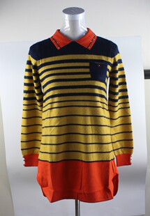 2023秋冬新款开开羊毛衫女装F2002中长款翻领毛衣清仓特价