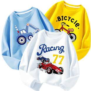 男童春季2024新款纯棉长袖t恤儿童春装宽松薄款打底上衣中大童装