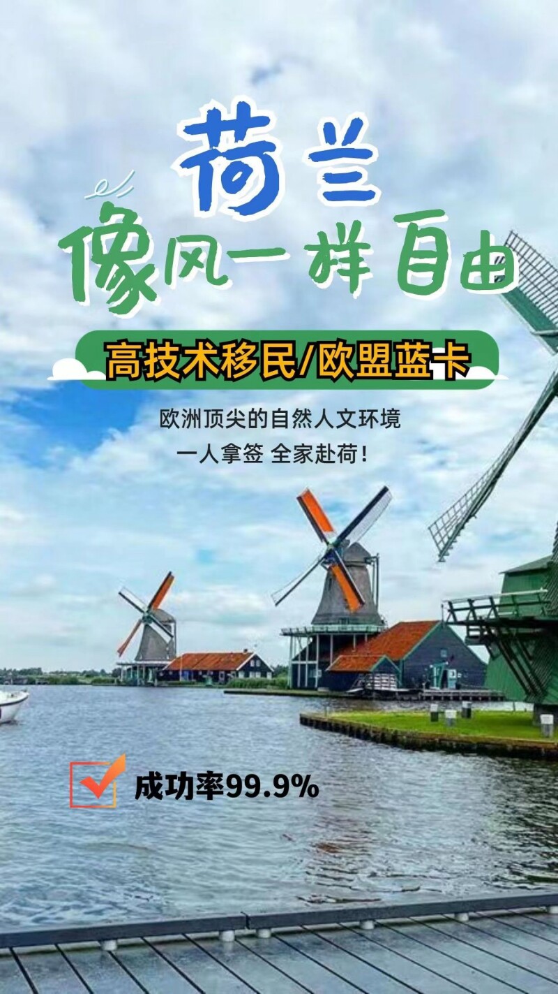 荷兰移民欧洲移民欧盟蓝卡高技术移民出国海外生活工作打工养老
