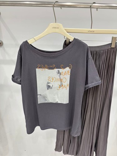 2026春季新款韩版时尚一字领宽松显瘦百搭字母t桖+半身裙套装女