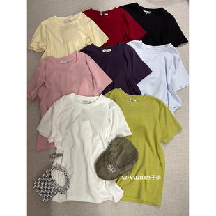 潮流品尚奈子-26年早春ins韩版休闲百搭糖果色净版短袖T恤26005