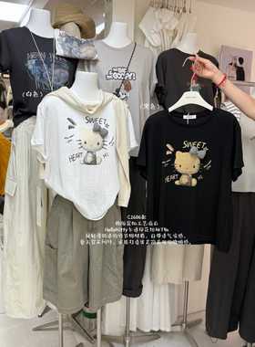 -elloKitty印花短袖T恤（含65棉料）(蝴蝶结不可拆)C1606