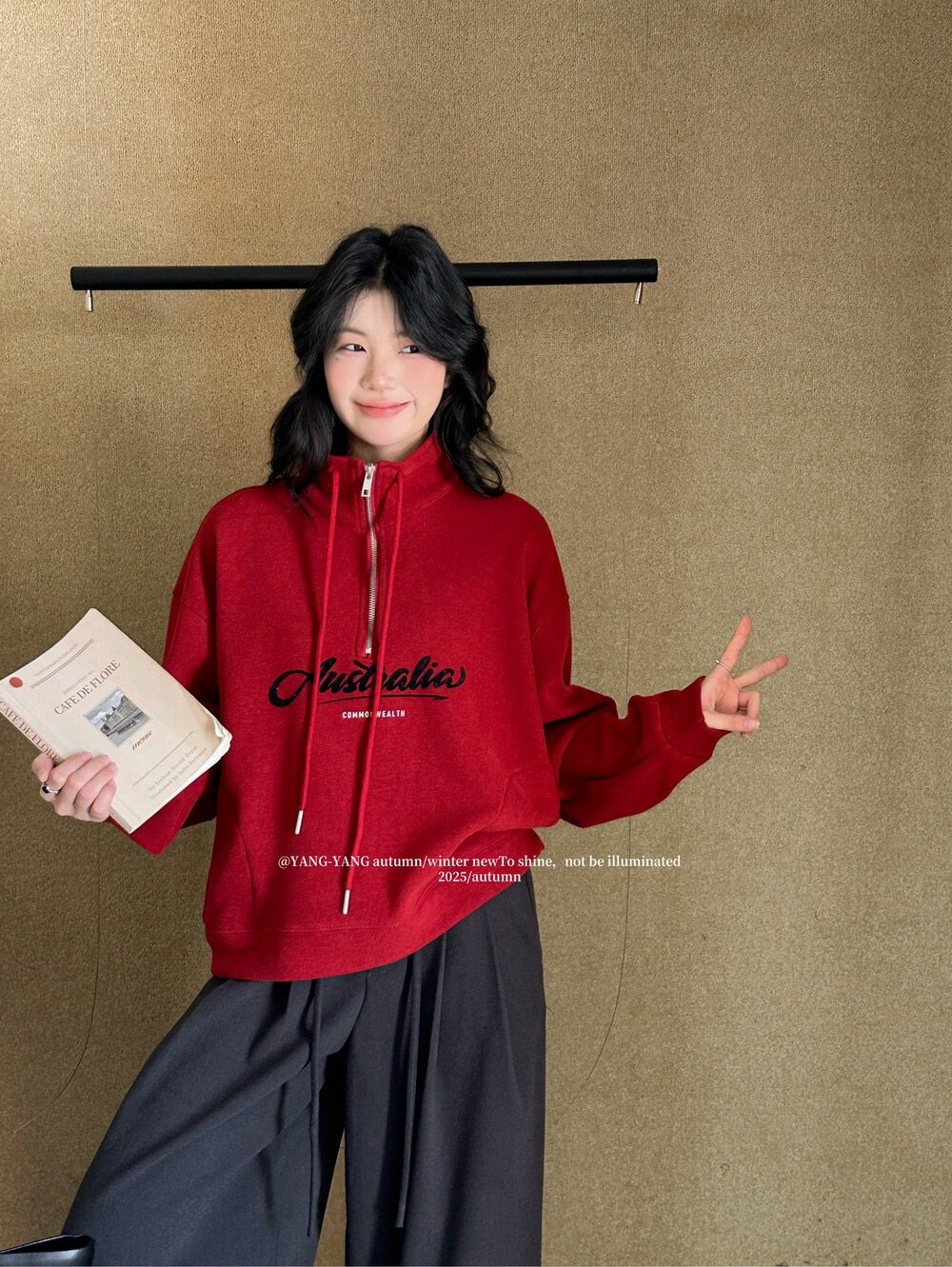 冬上新！美式复古毛绒感半拉链立领加绒卫衣  S9259#  XJ,女装/女士精品,卫衣/绒衫,淘宝优惠券,粉丝福利购,淘宝优惠卷