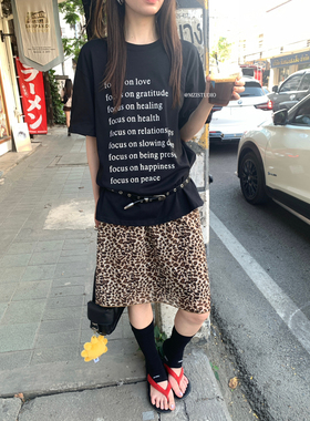 潮流品尚-韩版松弛宽松糯感字母印花圆领套头短袖T恤MJ66325#