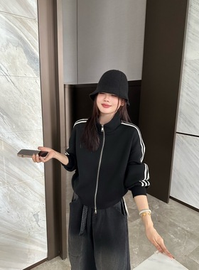 时尚韩版潮流经典三条杠拉链立领卫衣外套  3197#  YAN