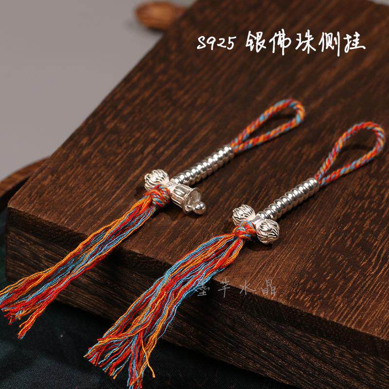 S925纯银藏式佛珠念珠百位千位计数侧挂莲花适合6/7/8mm念珠使用