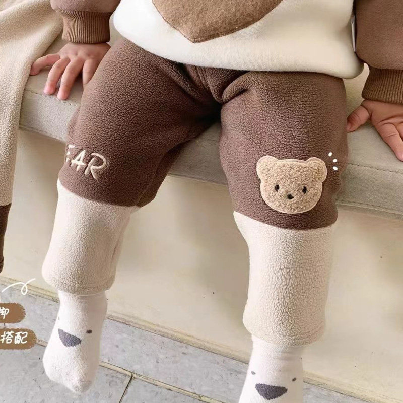 宝宝双面奥粒绒打底裤冬季裤子