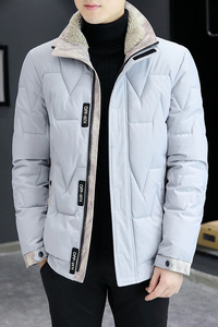 MY8608-P100羊羔绒保暖高领棉衣冬季爆款青年休闲纯色棉服外套图片