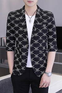 2022春夏新款西装男帅气百搭中袖小西服外套XZ313B-1-XF811-P70图片