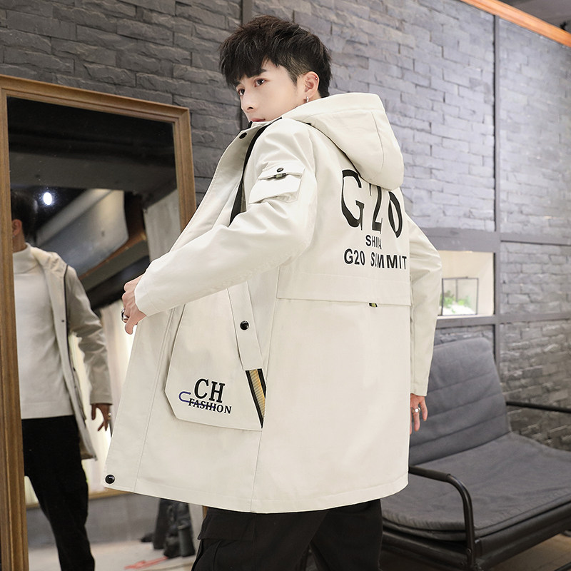青年秋冬中长款加绒外套修身连帽棉衣夹克男XZ313B-1-JK918-P75图片