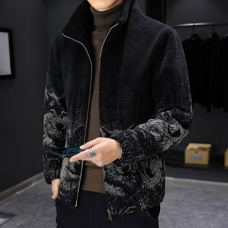 秋冬男士立领皮毛一体加厚休闲夹克外套XZ313B-1-P155198,男装毛呢大衣,星座310B-3