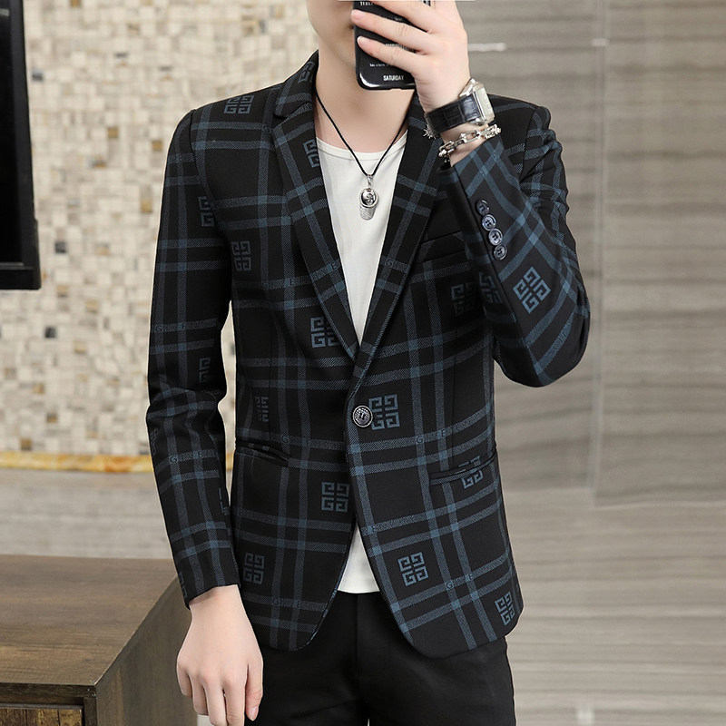 秋季新款西装男时尚帅气百搭韩版小西服外套XZ313B-1-XF8821-P90,男装西服,星座310B-3