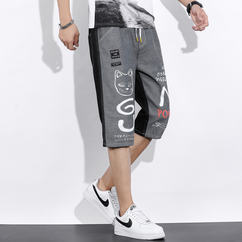2022夏季新款流行时尚牛仔短裤男休闲七分裤XZ313B-1-NZ811,男装休闲裤,星座310B-3