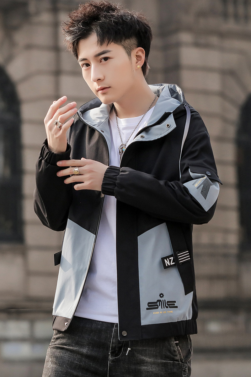 JXZ313B-春季新款潮流ins男士时尚连帽工装夹克外套,男装夹克,星座310B-3
