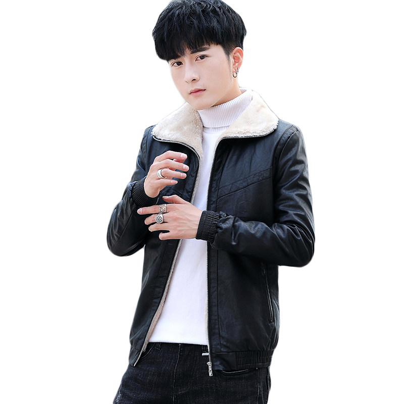 秋冬加绒皮衣青年机车服帅气皮夹克外套男XZ313B-1-A01-P120,男装皮衣,星座310B-3
