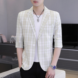 春夏新款西装男时尚帅气百搭中袖小西服外套XZ313B-1-XF815-P70，男装西服，星座310B-3