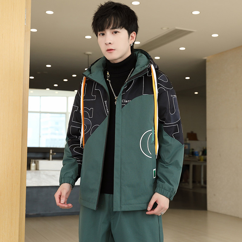 秋冬季新款休闲男士连帽加绒夹克外套XZ313B-1-JK077-P65,男装夹克,星座310B-3