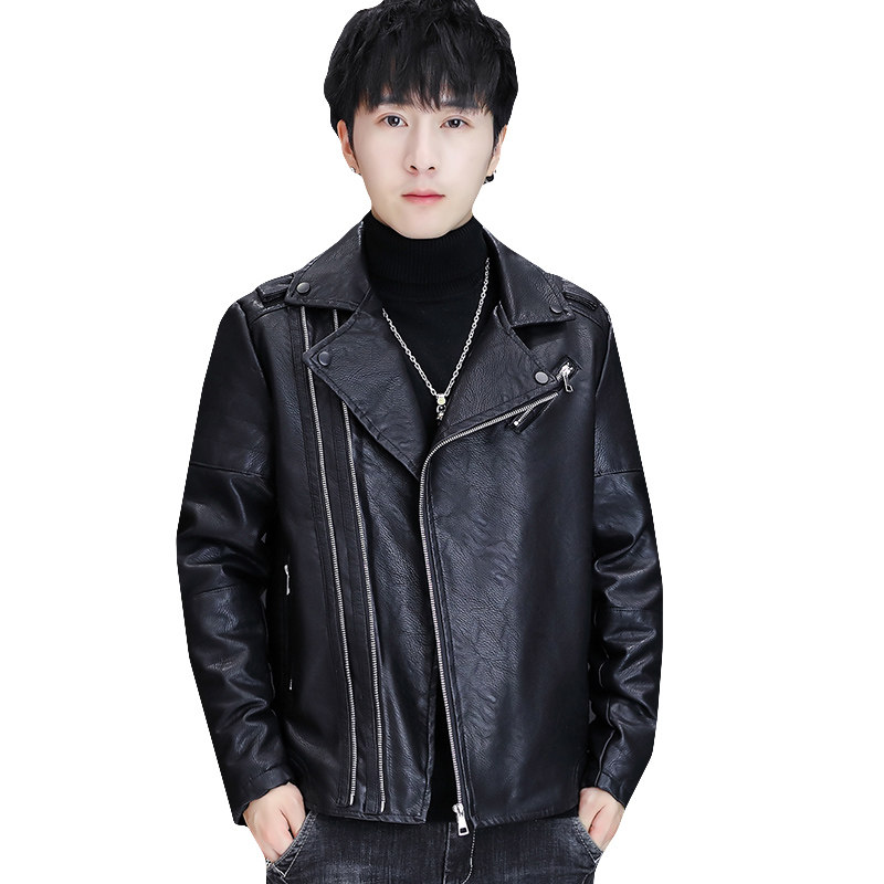 PY916-P130主推秋冬翻领加绒皮衣型男机车服皮夹克外套XZ313B-1,男装皮衣,星座310B-3