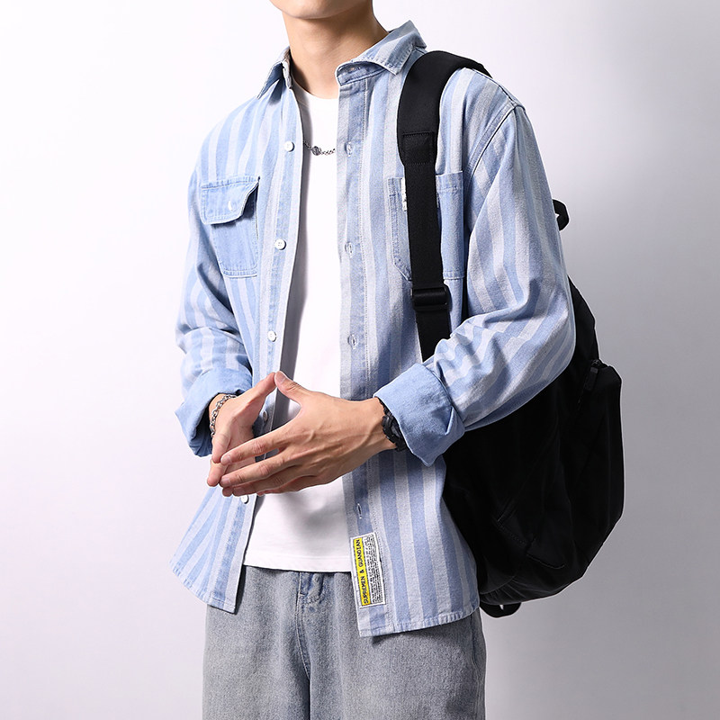 春季新款主推加厚日系男士宽松牛仔衬衣XZ313B-1-CY952-P62,男装衬衫,星座310B-3