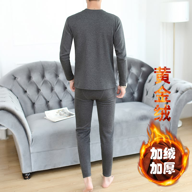 秋冬男士休闲加绒加厚保暖长袖两件套套装XZ313B-1-TZ77-P65,男装休闲套装,星座310B-3