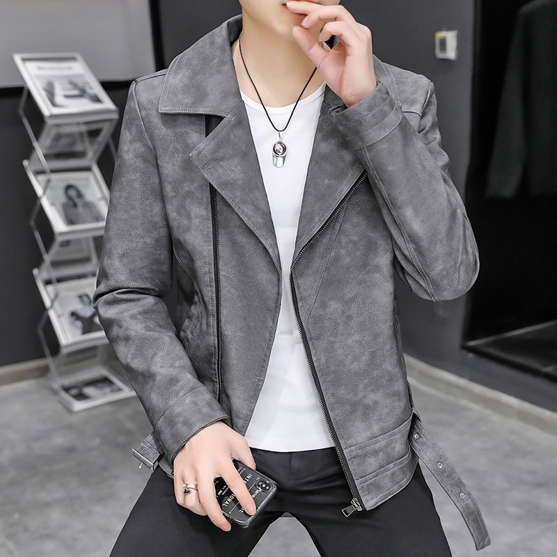 2022春季新款男士休闲薄款皮衣夹克男修身外套XZ313B-1PY66-P105,男装皮衣,星座310B-3