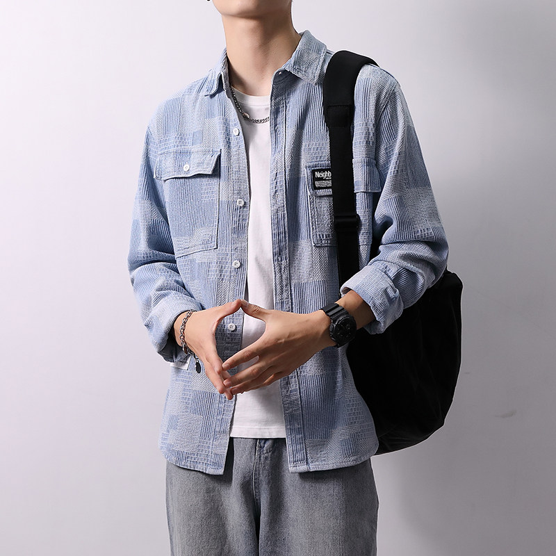 2022春季主推加厚高品质日系男士宽松牛仔衬衣XZ313B-1-CY953-P62,男装衬衫,星座310B-3