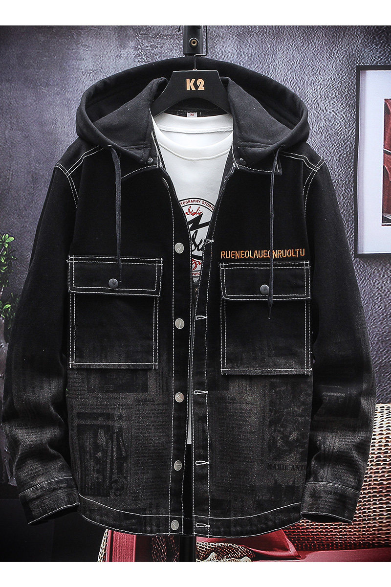 外套男春季高品质时尚休闲连帽牛仔夹克上衣XZ313B-1-NZ950,男装夹克,星座310B-3