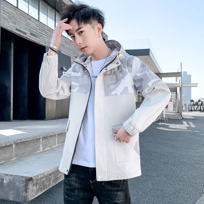 夹克男秋季新款潮流ins男士连帽工装夹克外套XZ313B-1-L10-P60,男装夹克,星座310B-3