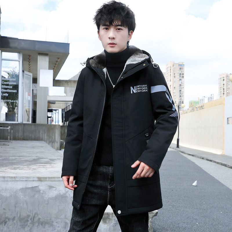 冬季新款中长款连帽男士加绒加厚夹克外套XZ313B-1-JK157-P100,男装夹克,星座310B-3