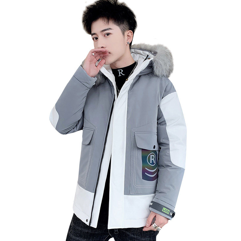 MY819-P110冬季连帽大毛领棉衣男时尚印花派克服棉服外套XZ313B-1,男装棉衣,星座310B-3